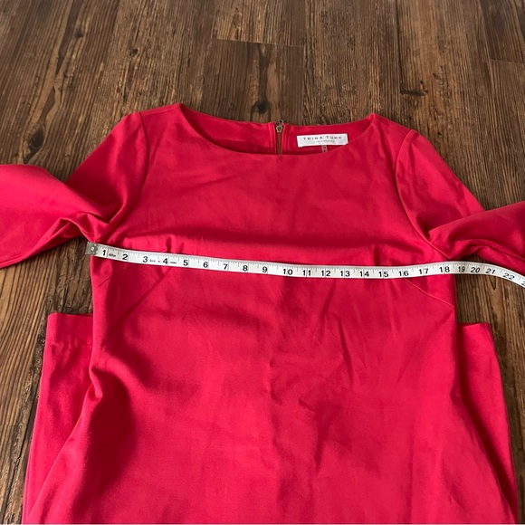 Trina Turk Red Long Sleeve Round Neck Shift Dress Size 10 - Picture 4 of 12